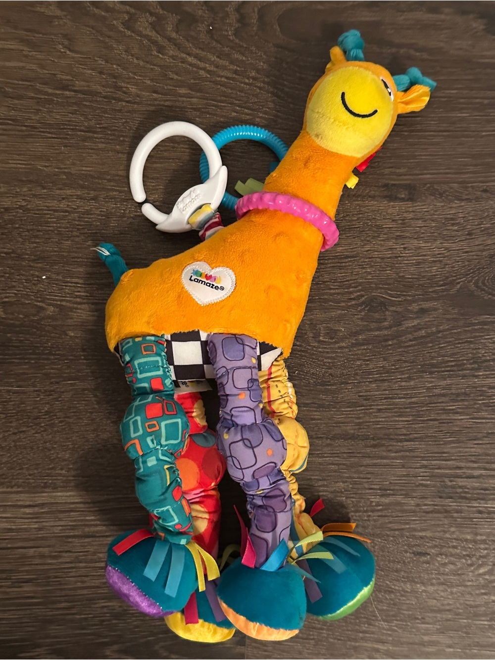 Lamaze Stretch the Giraffe Plush 14" Tomy Baby Toy Clip Rattle Crinkle